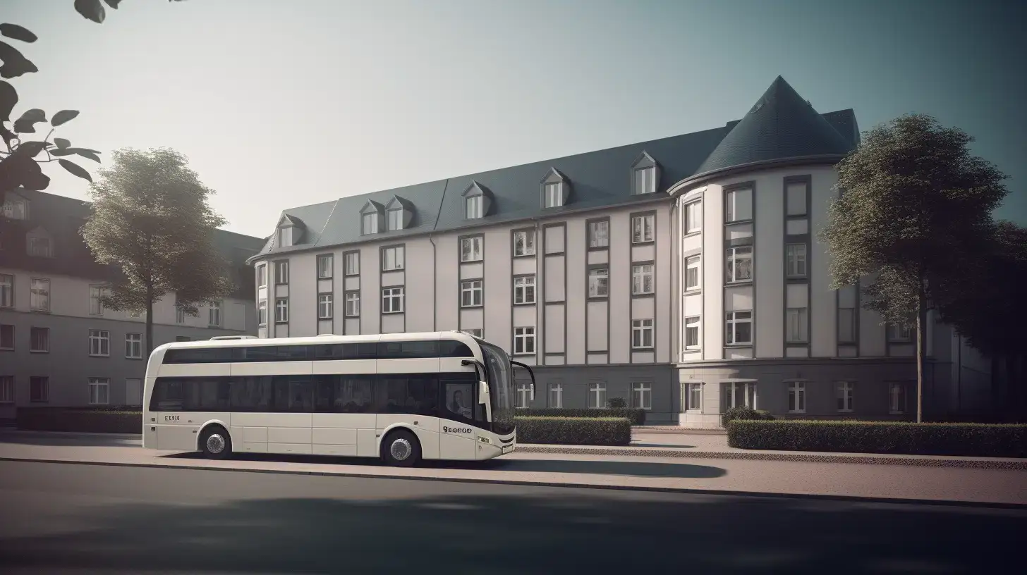 Bus vor einem deutschen Hotel