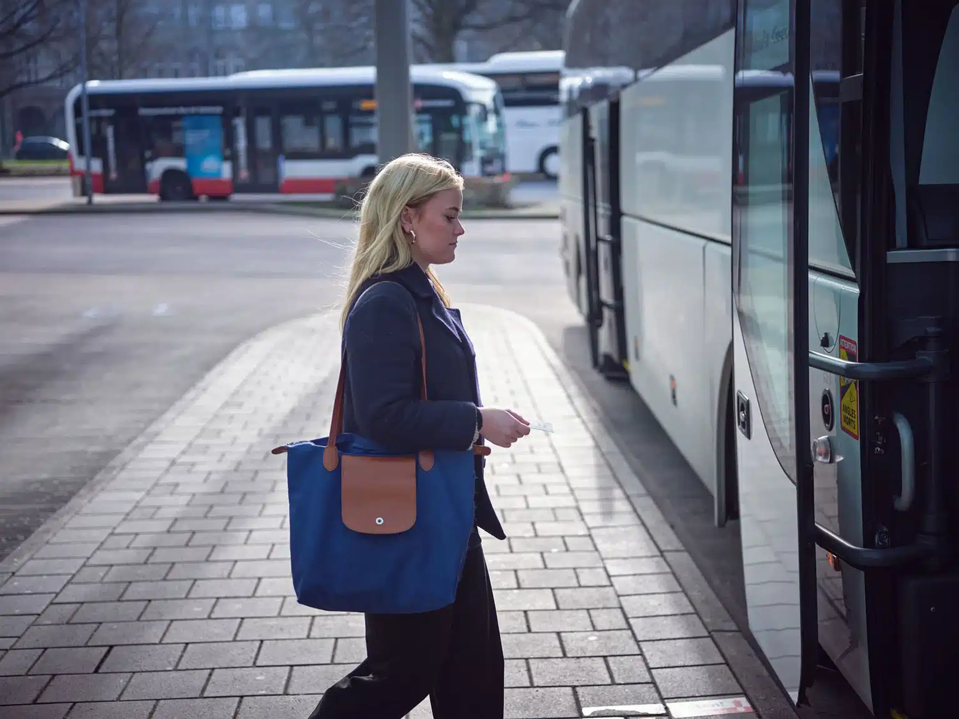 Passenger boards the vehicle
