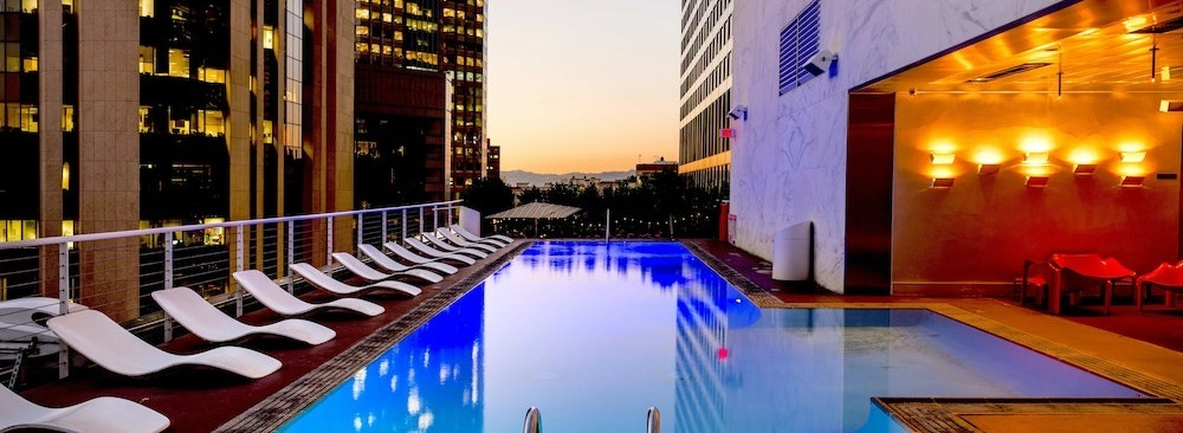 Independent hotel pool skyscraper