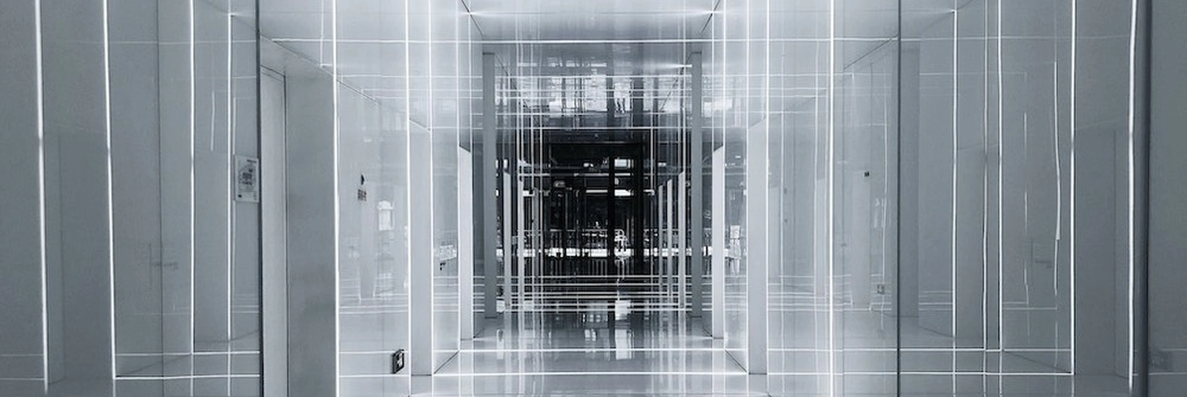 Futurisitic hallway AI hotel