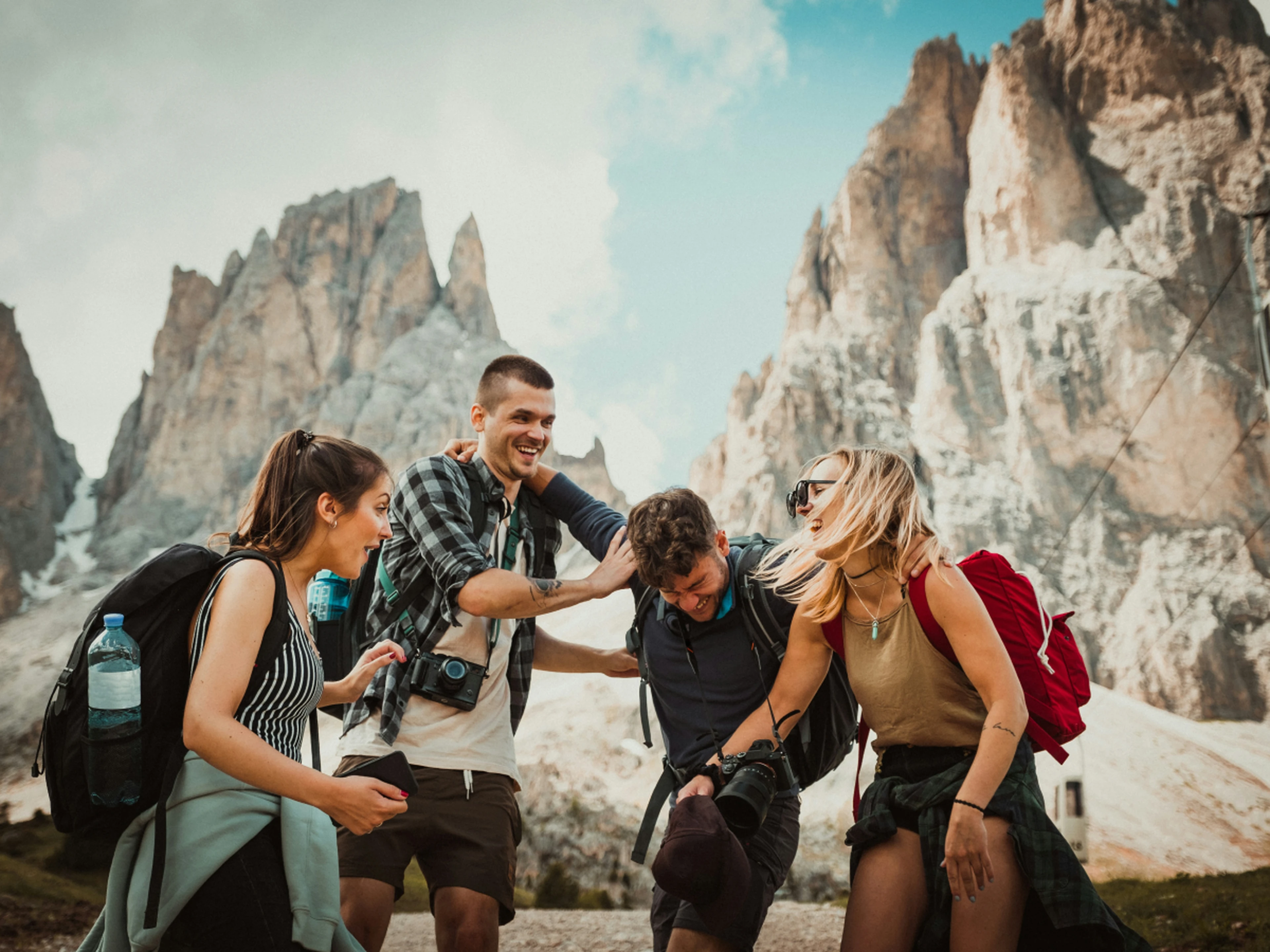 group of young travelers