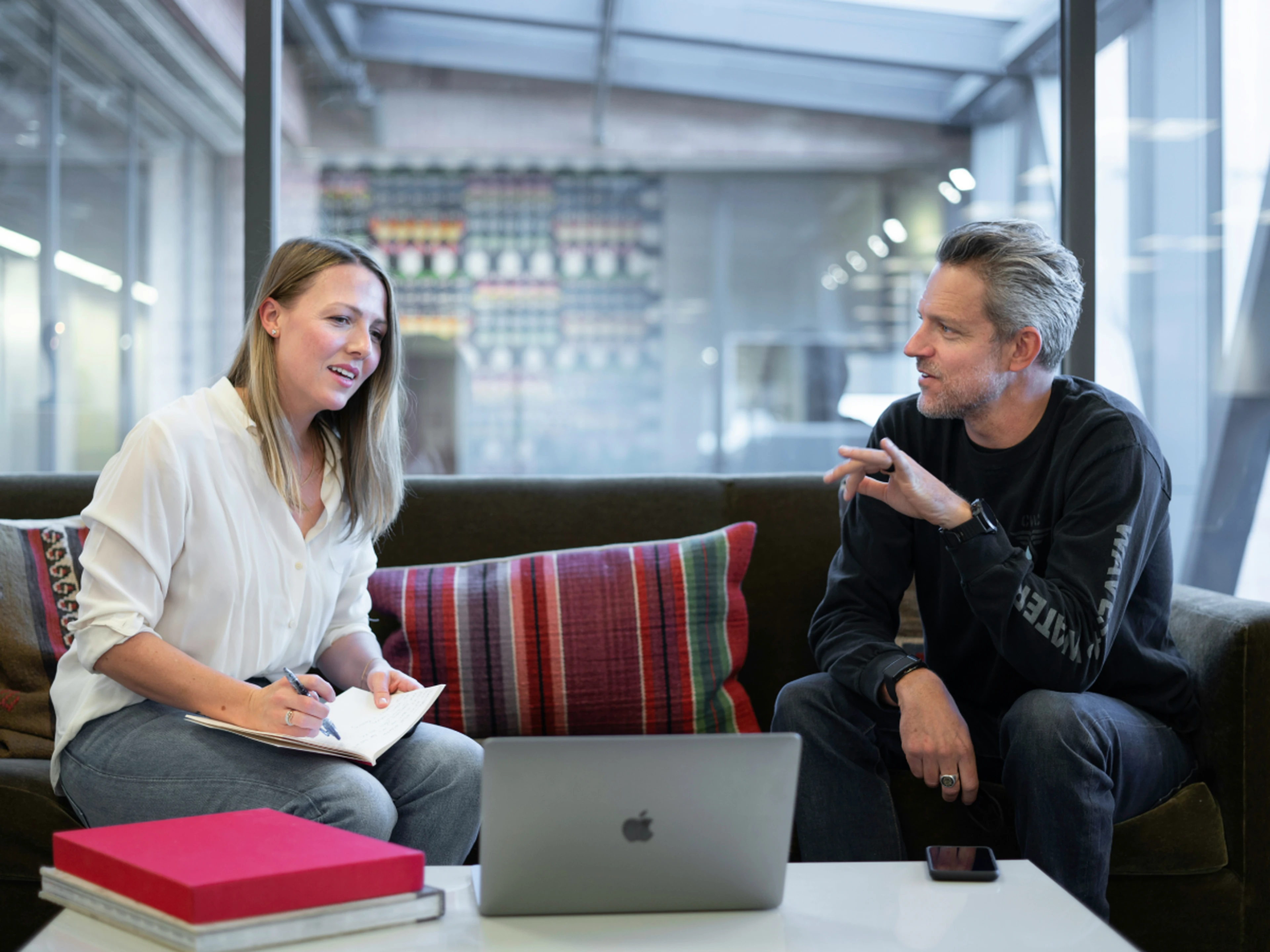 Two people having a business meeting