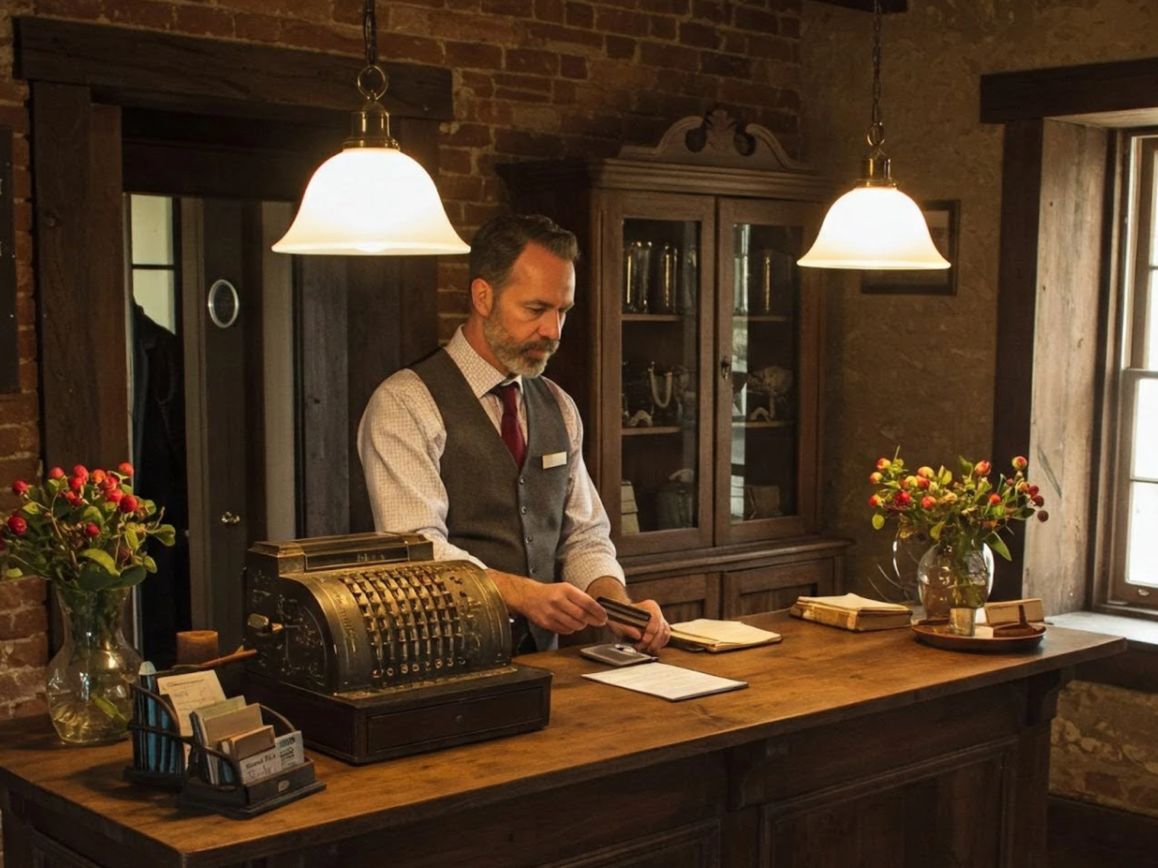 hotel staff handling credit card payments