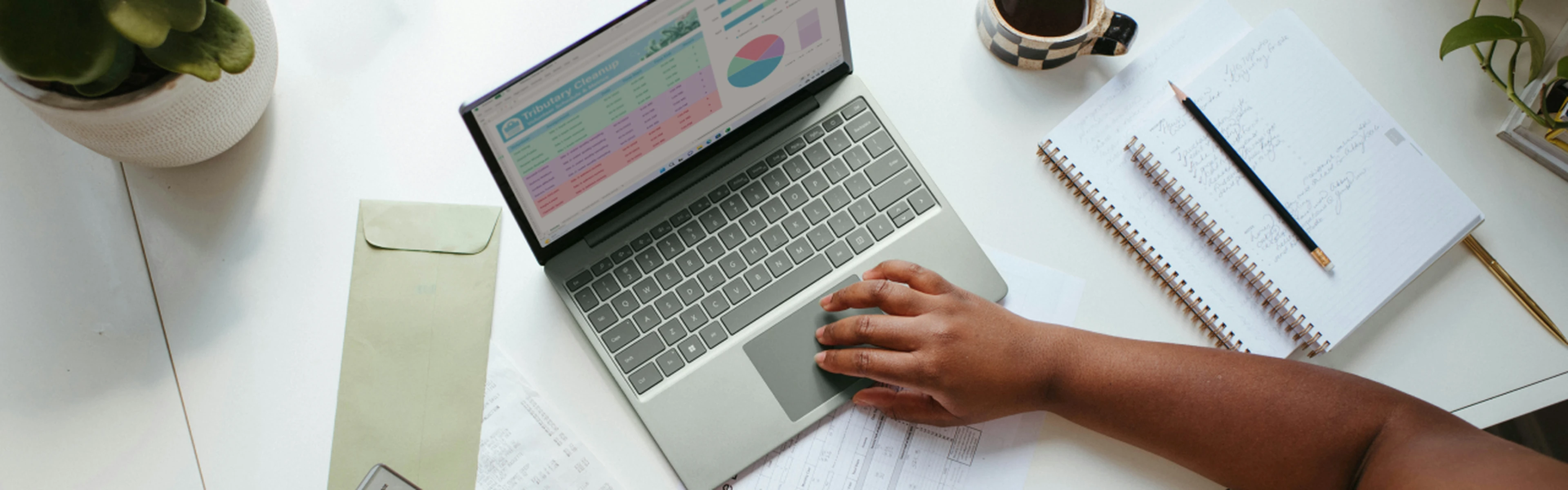 Person looking at charts on a laptop