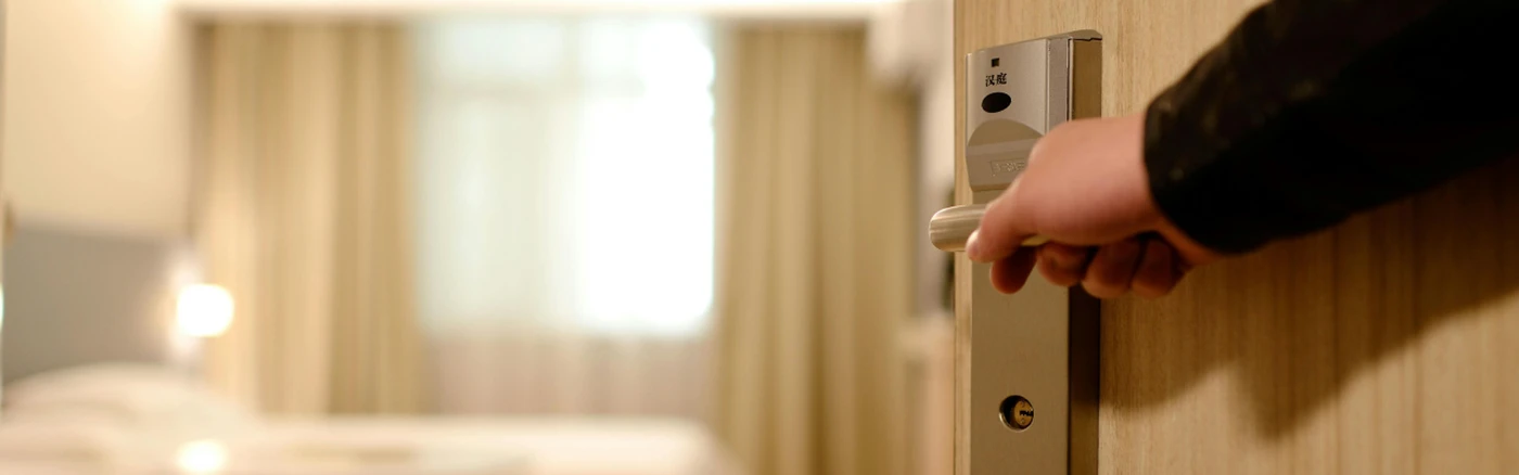 Open hotel room door