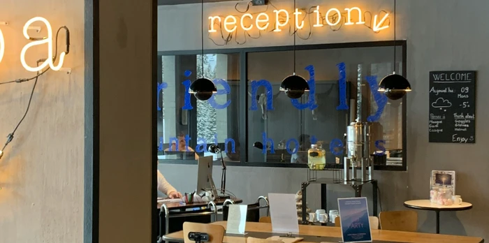 Front desk of a hotel