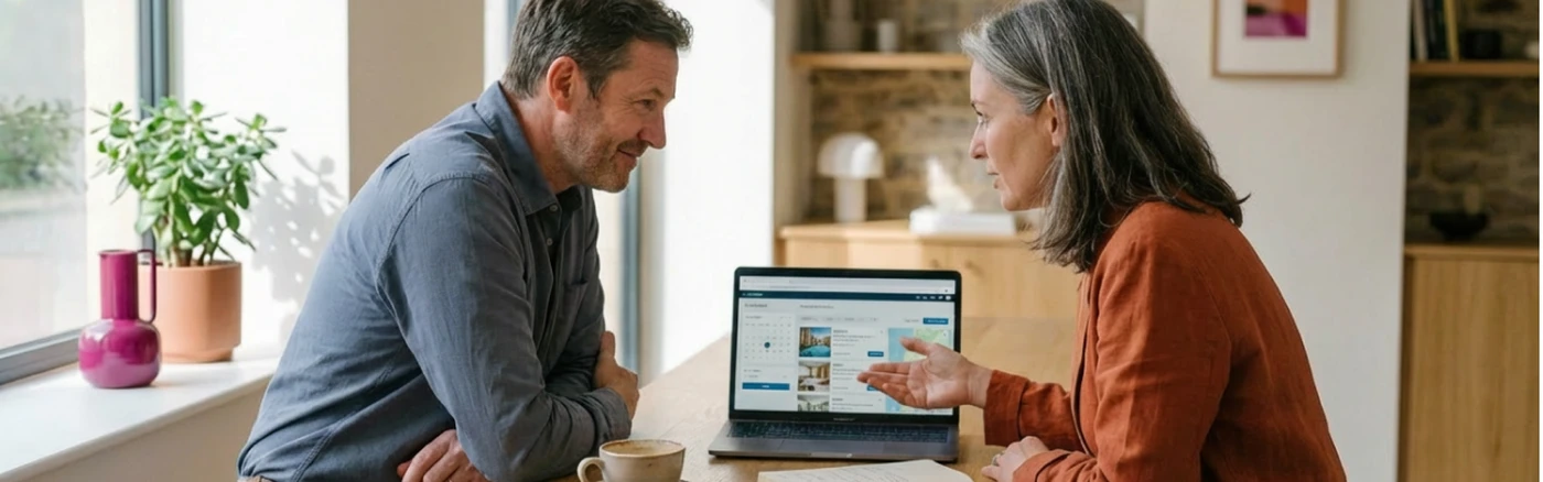 two hoteliers talking about hotel booking channels