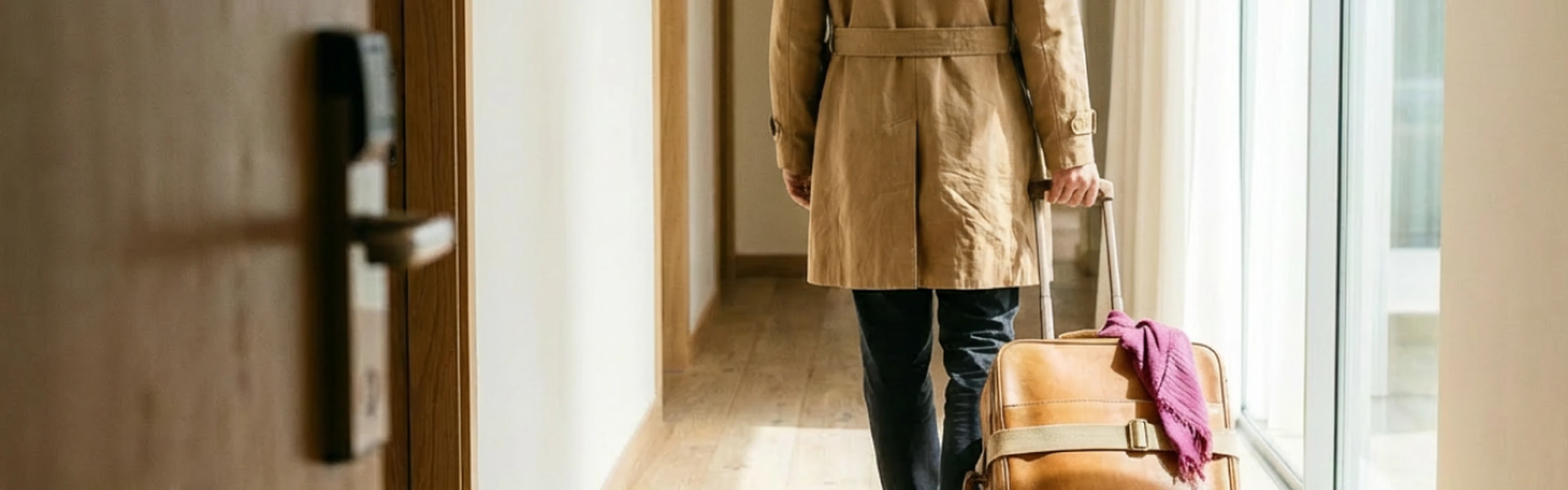 guest leaving his hotel room