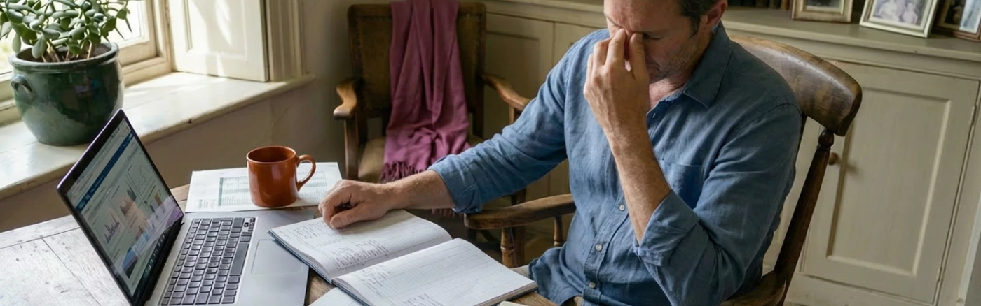 independent hotel owner sitting at his desk overwhelmed with manual revenue management and pricing work