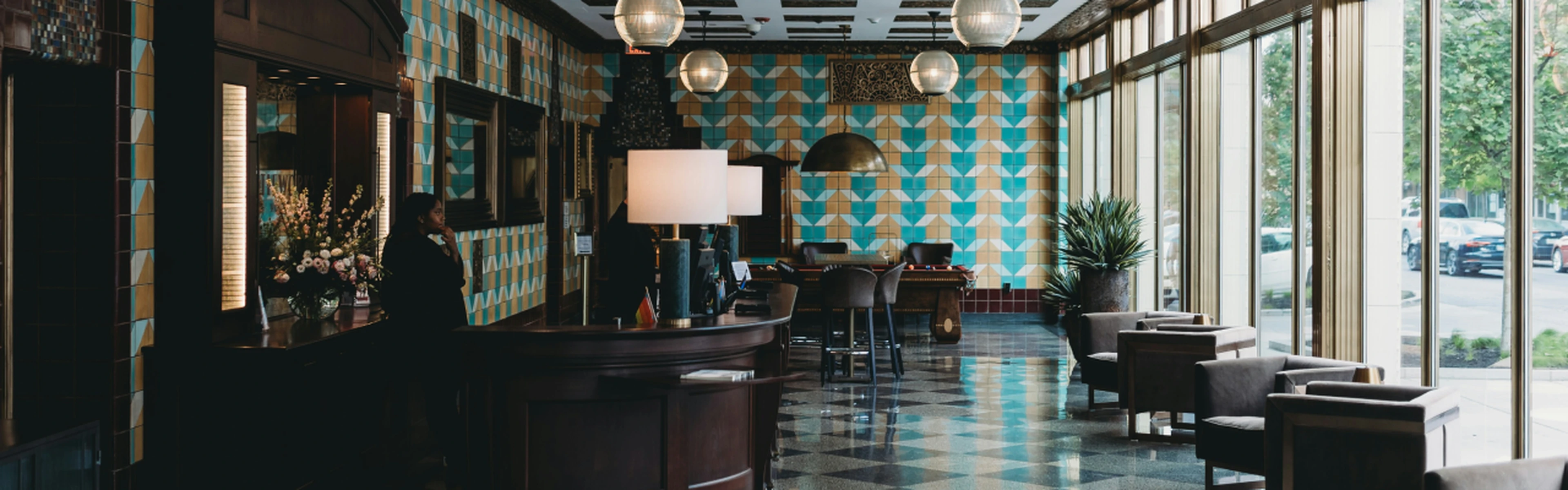 Hotel lobby with seating area