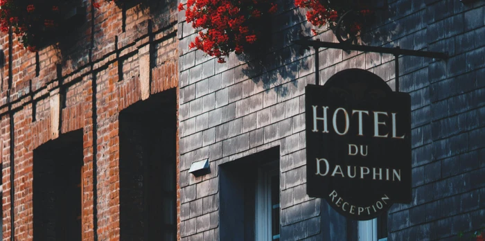 Hotel sign on the facade