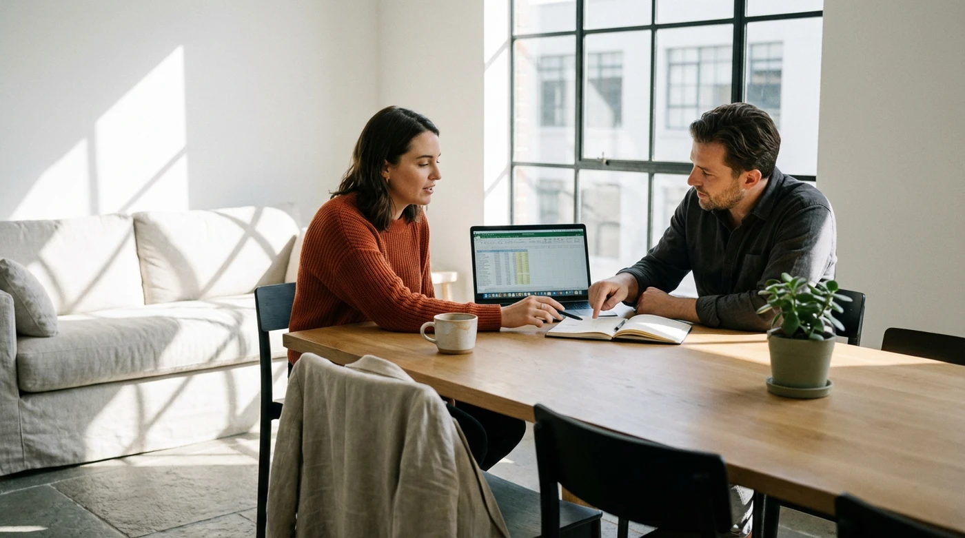Vacation rental owners examining the performance of their properties