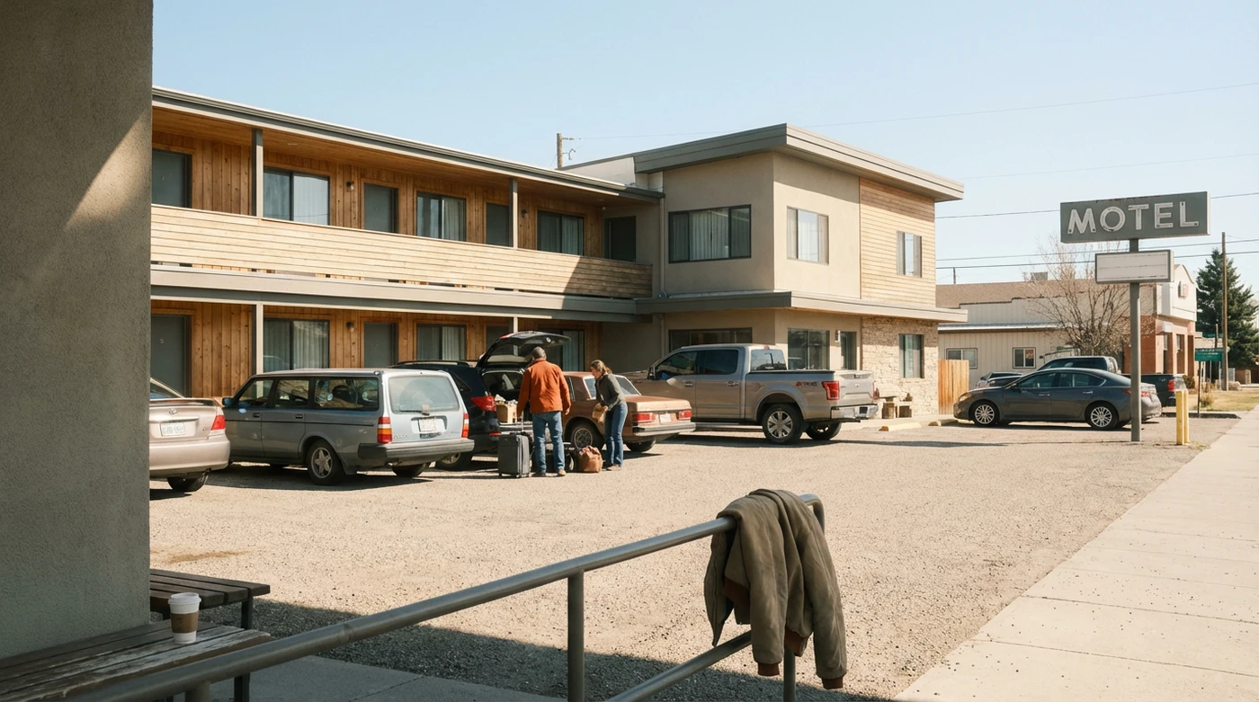 Drive-up parking and exterior-corridor rooms are hallmarks of the motel style