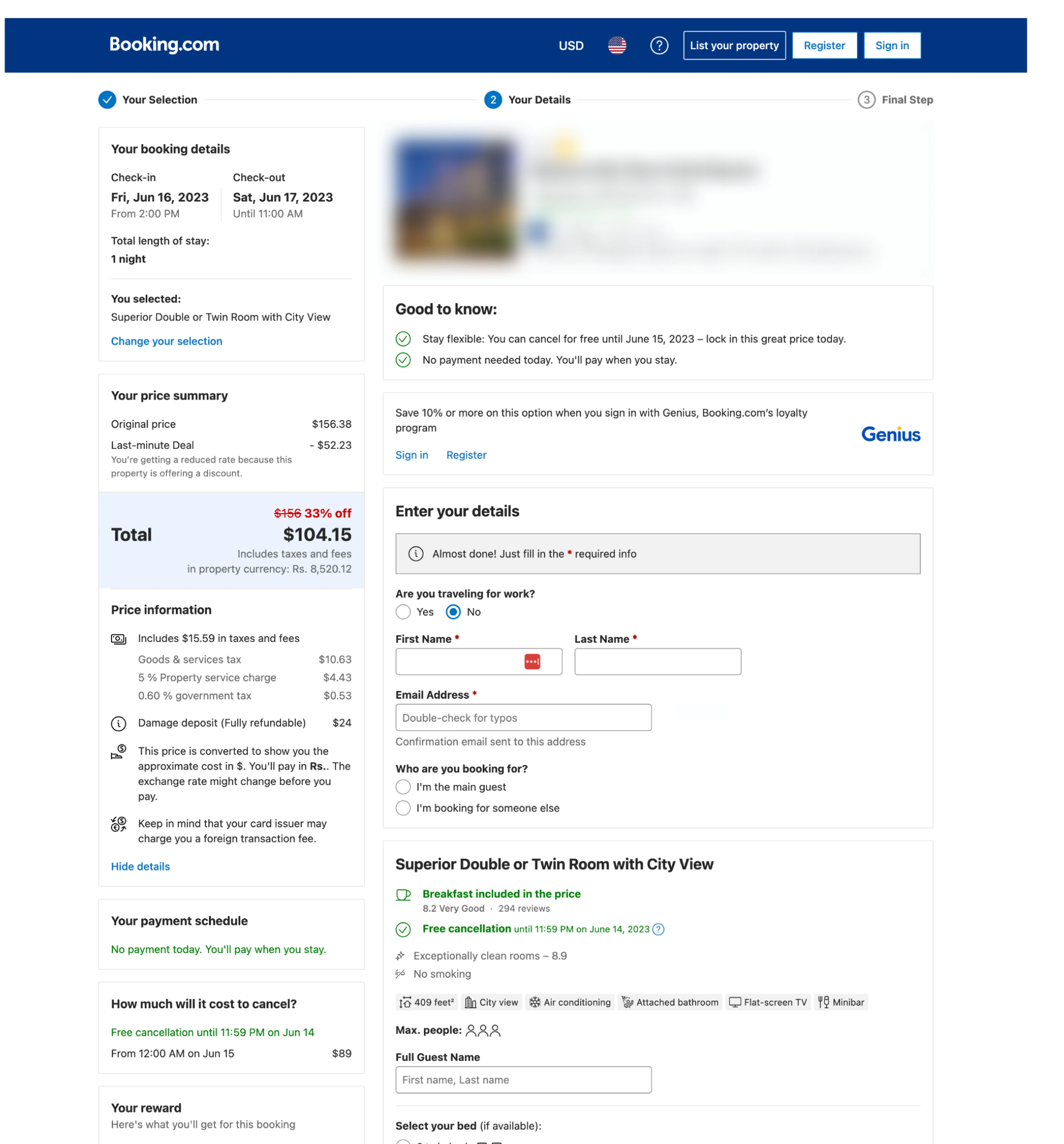Booking redirected to major OTA