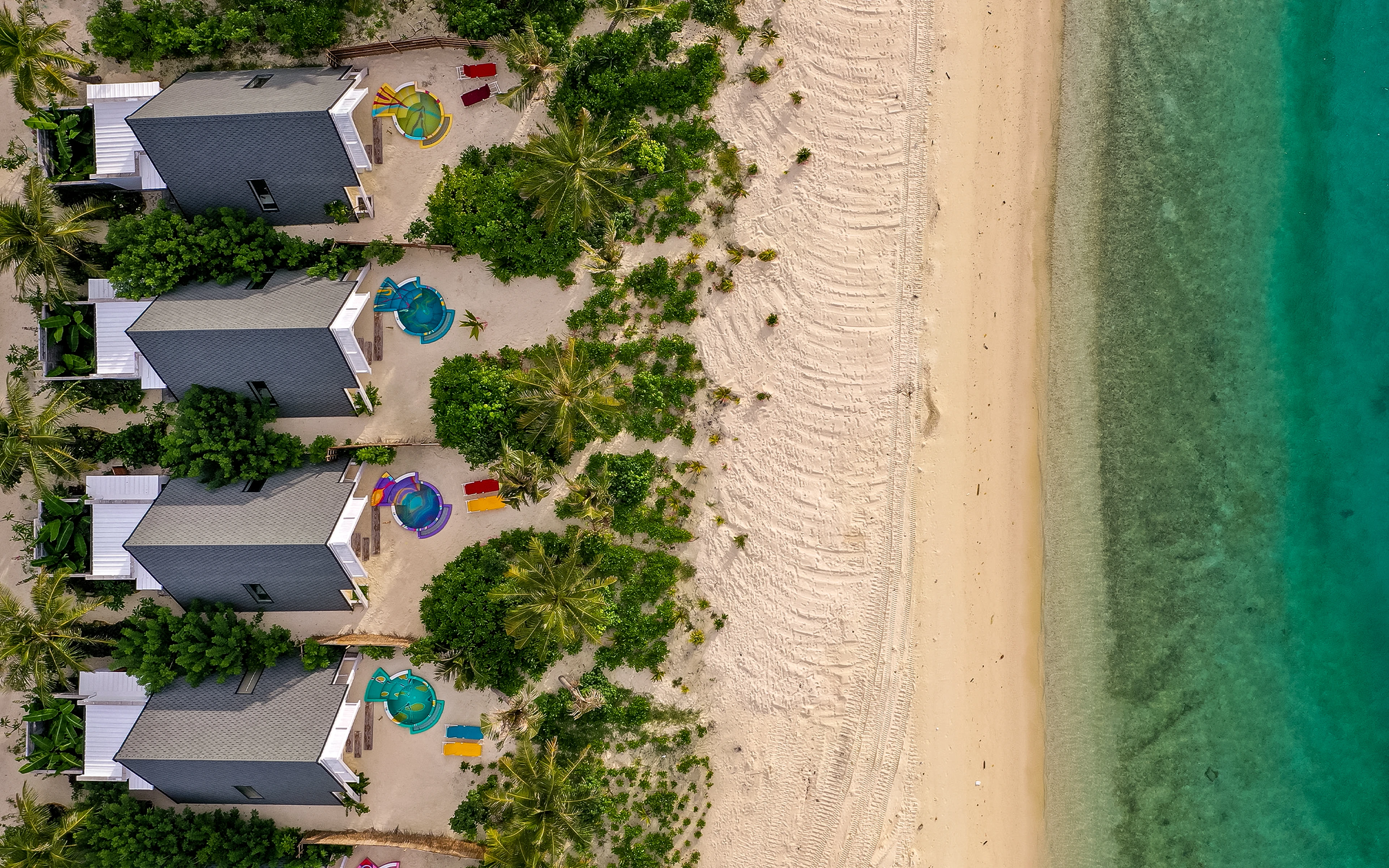 Oaga Art Resort Maldives Haurge Beach Villa Drone shot
