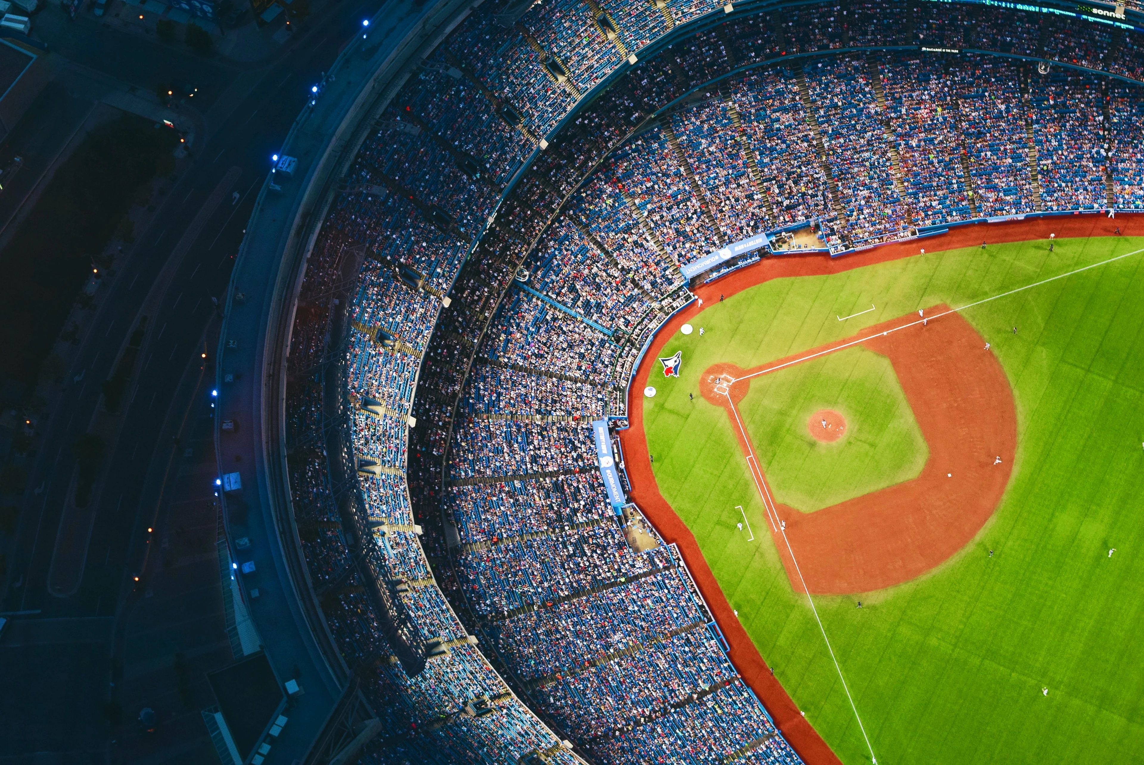 An aerial view of a baseball field to symbolize the impact of events on hotel demand