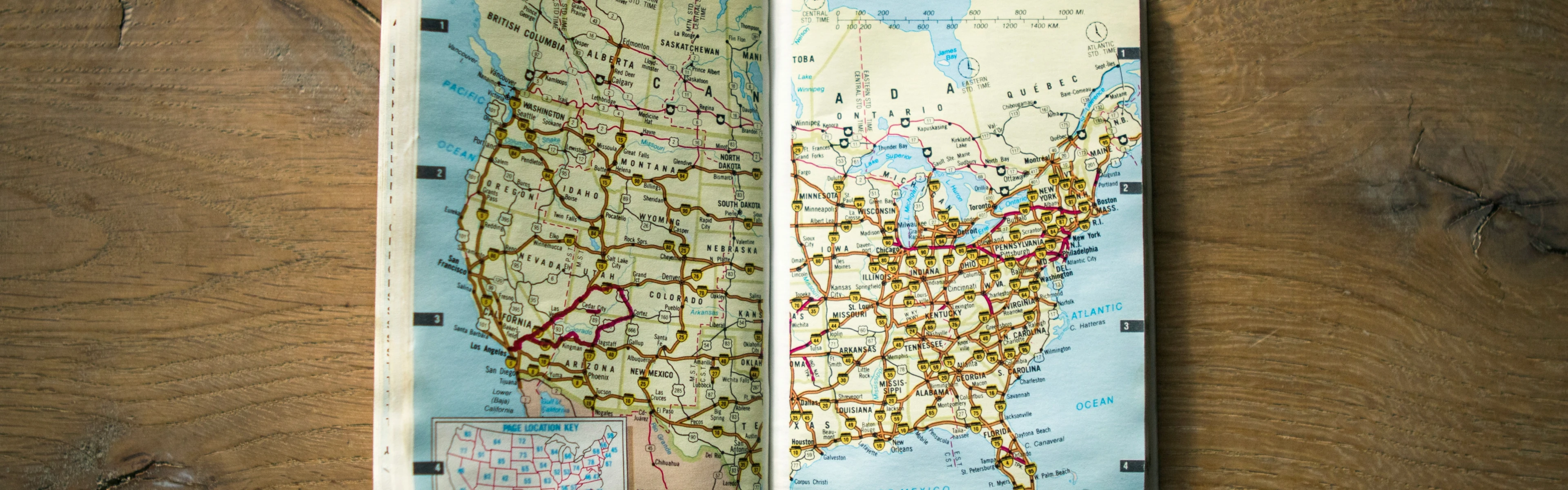 Map of North-America including Canada and the United States of America