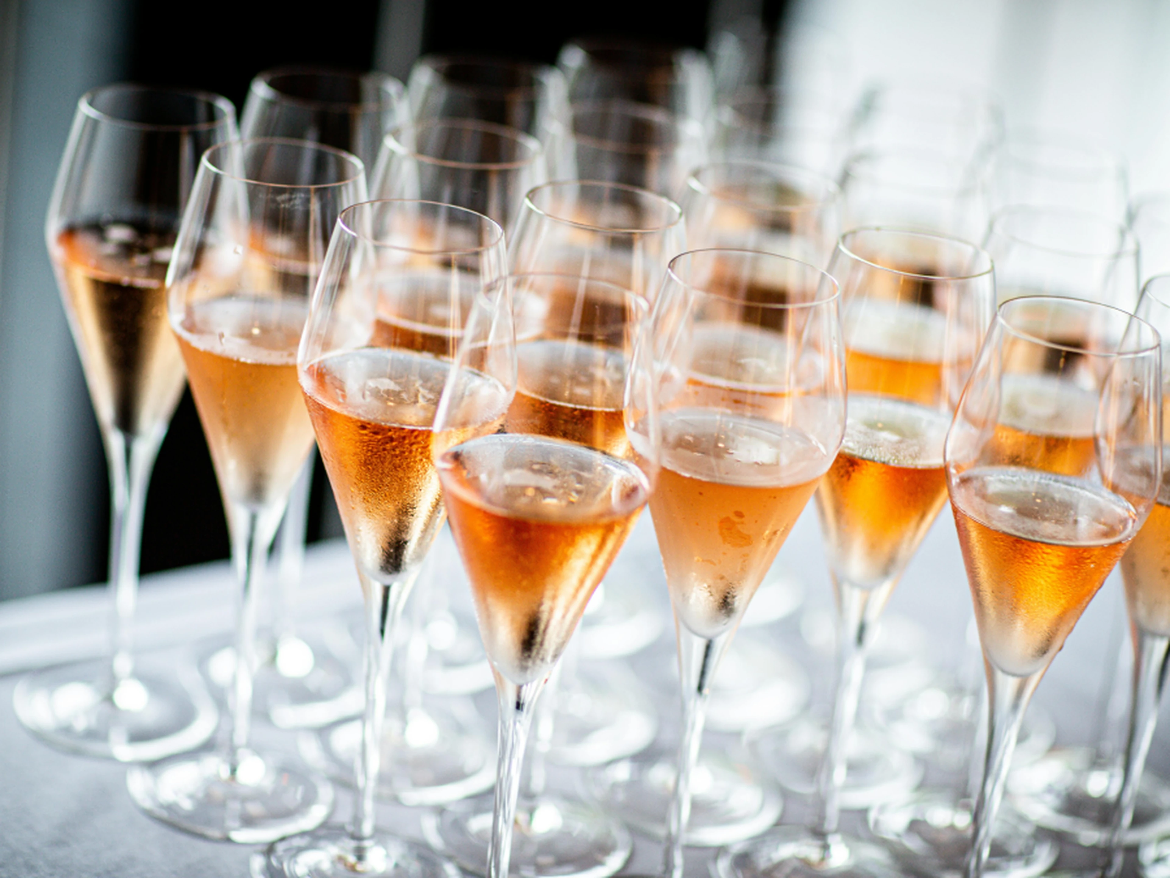 Flute glasses of champagne