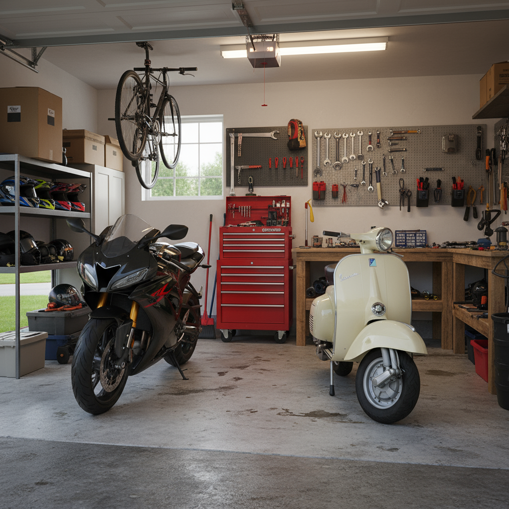 storing motorcycles and scooters