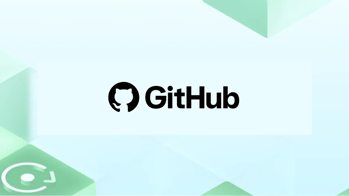 GitHub-Schriftzug mit Octocat auf zugeschnittenem hellem Brand-Hintergrund