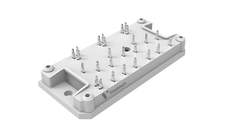 3D rendering of Vincotech's flow 1 housing with press-fit pins