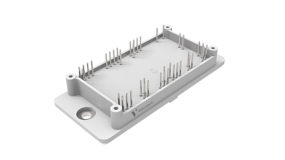 3D rendering of Vincotech's flow 2 housing with solder pins
