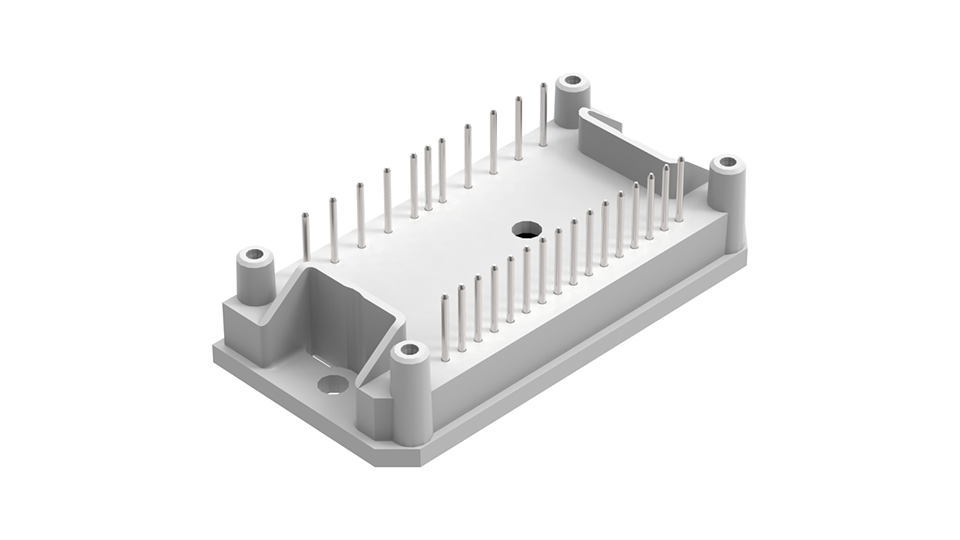 3D rendering of Vincotech's flow 1B housing with solder pins