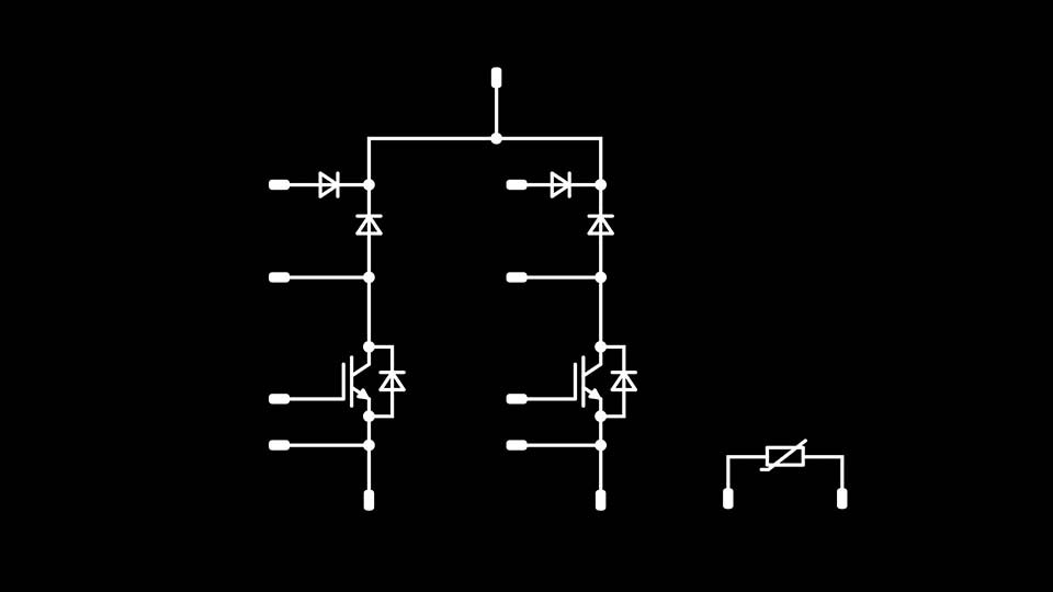 Schematic of a booster topology on a black background.