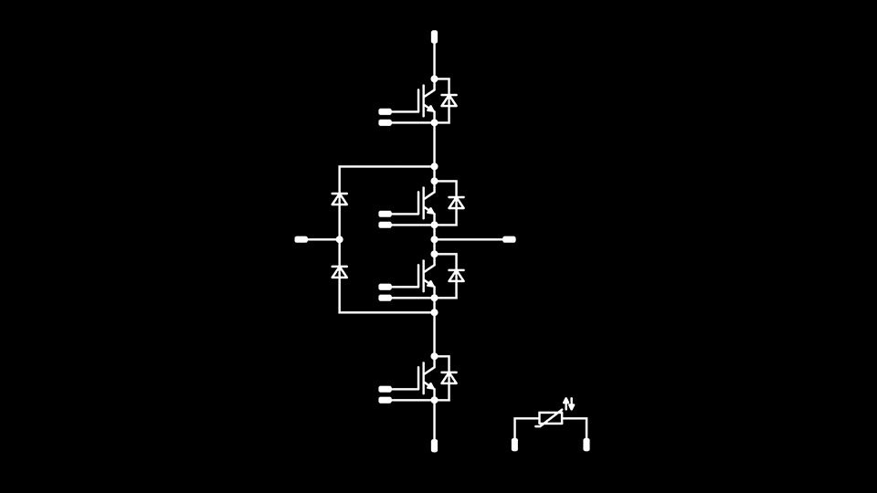 Schematic of a three-level NPC topology on a black background.