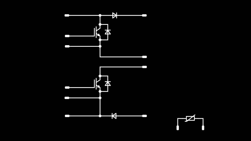 Schematic of a booster symmetric topology on a black background.