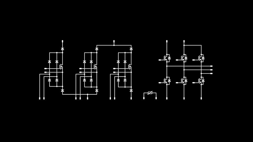 Schematic of a PIM PFC topology on a black background.