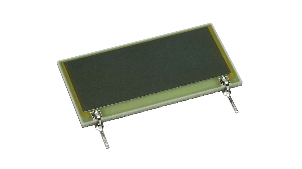 Inrush resistor with two metal connector pins.