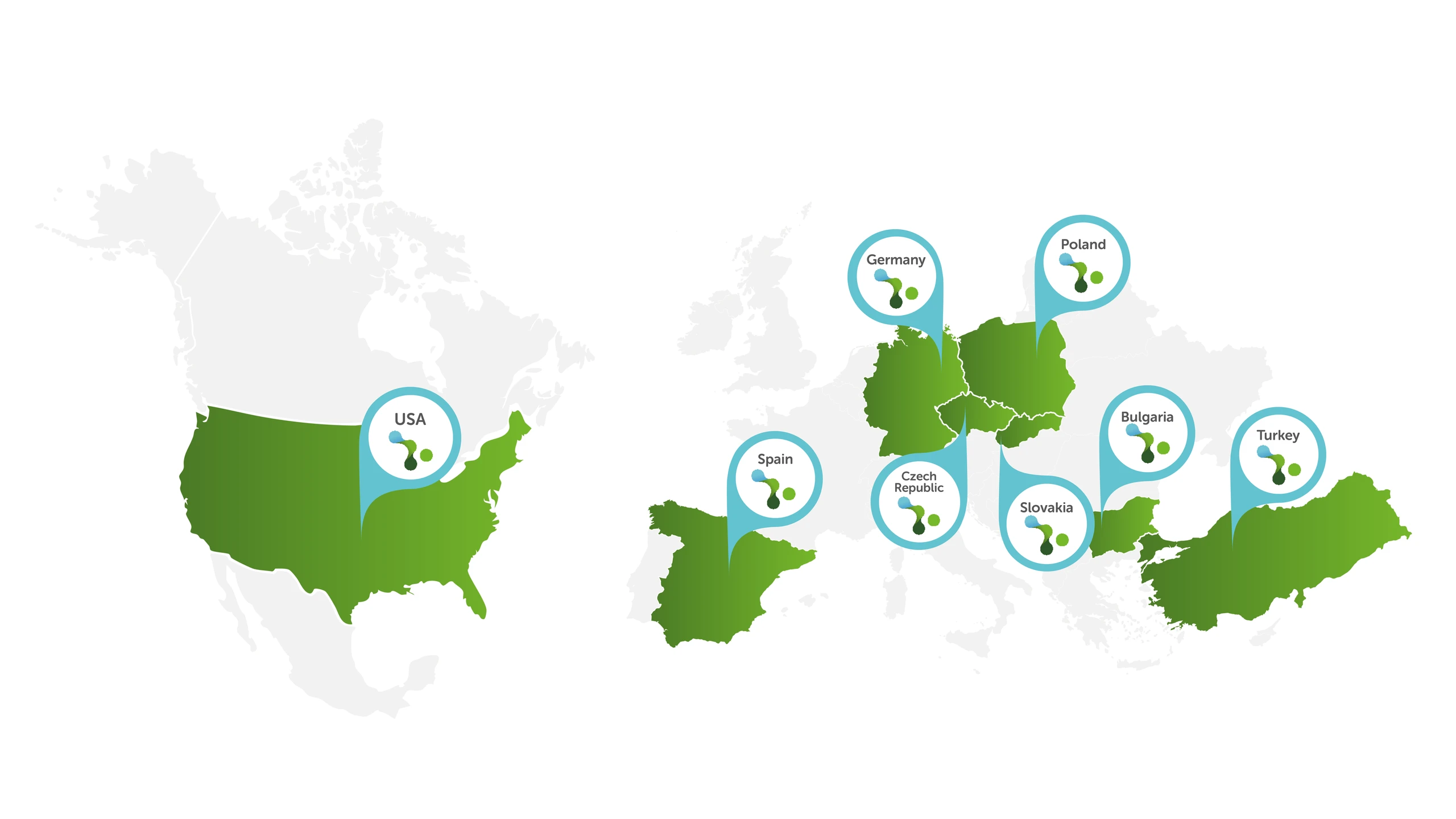 Map showing site network locations