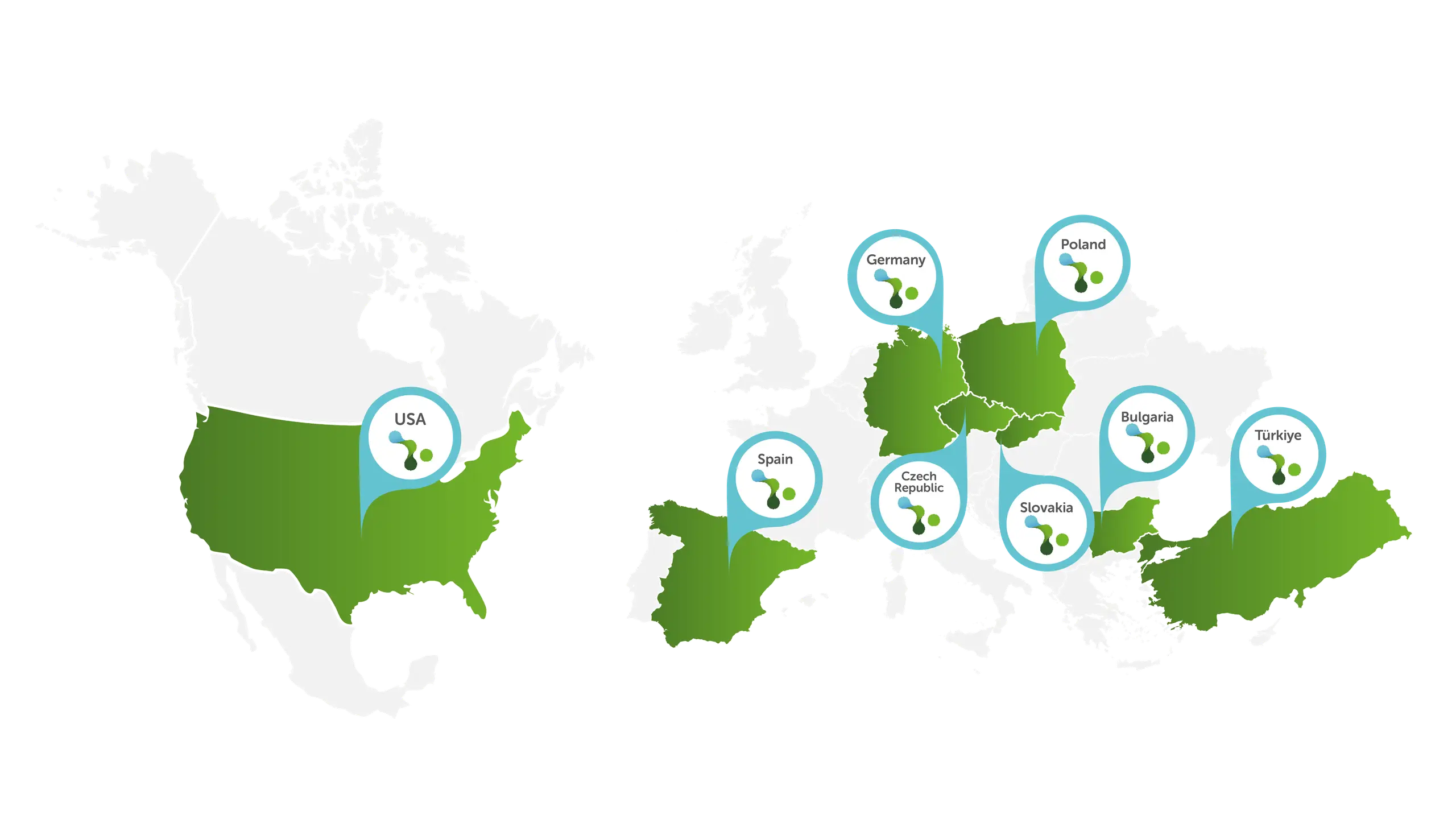 Map showing site network locations