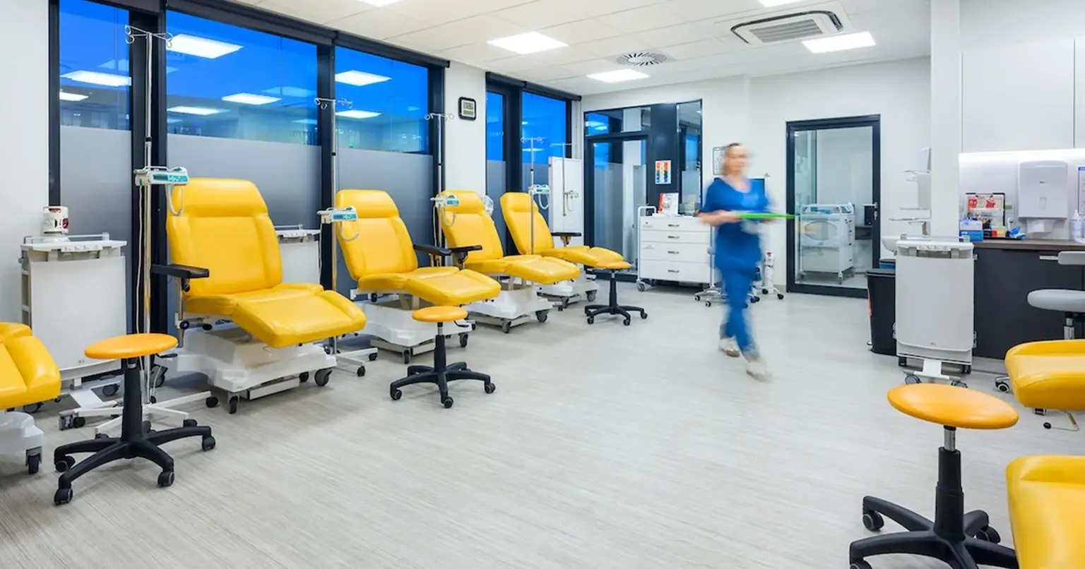 Woman walking through Clinical Research Site