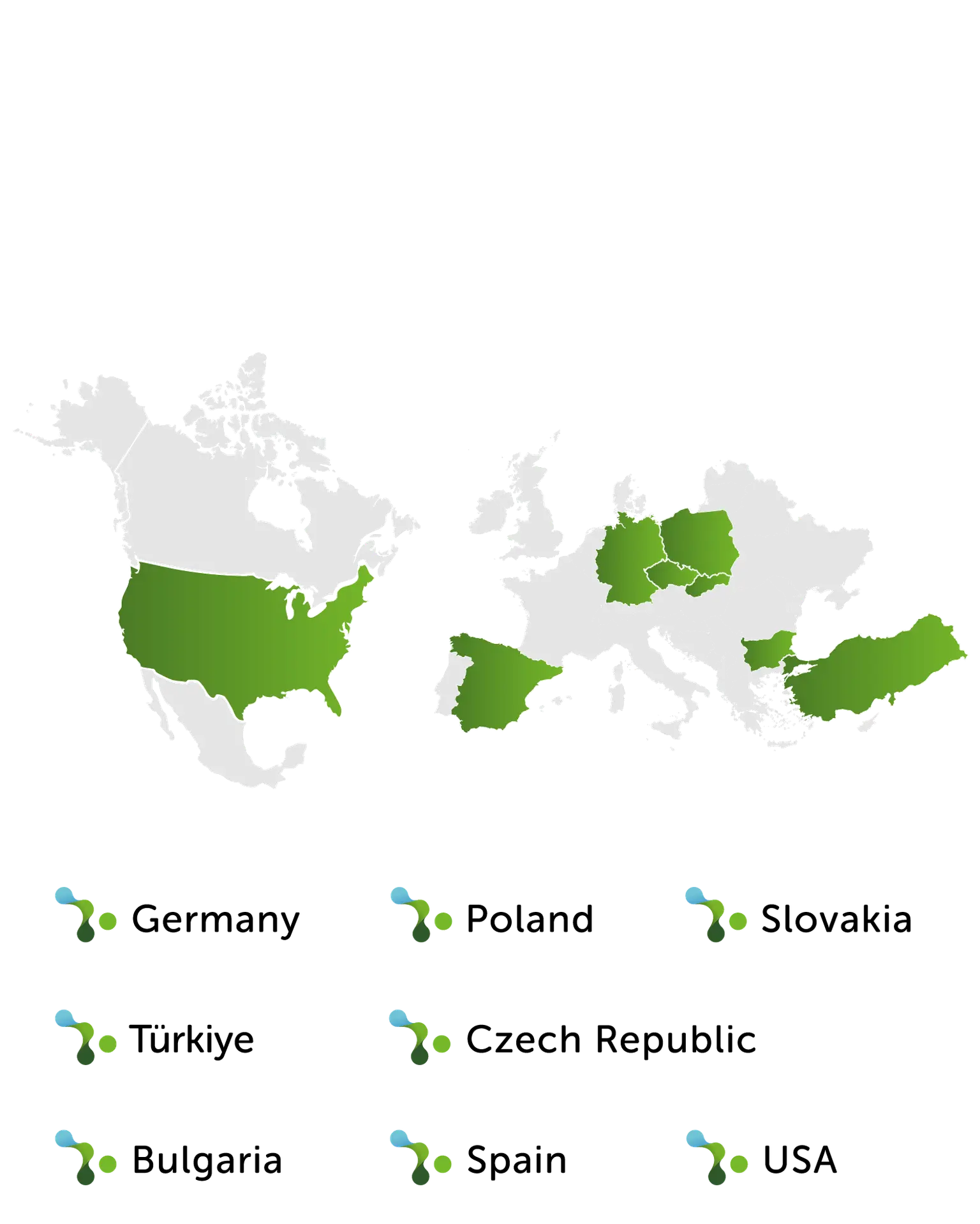 Map showing site network locations