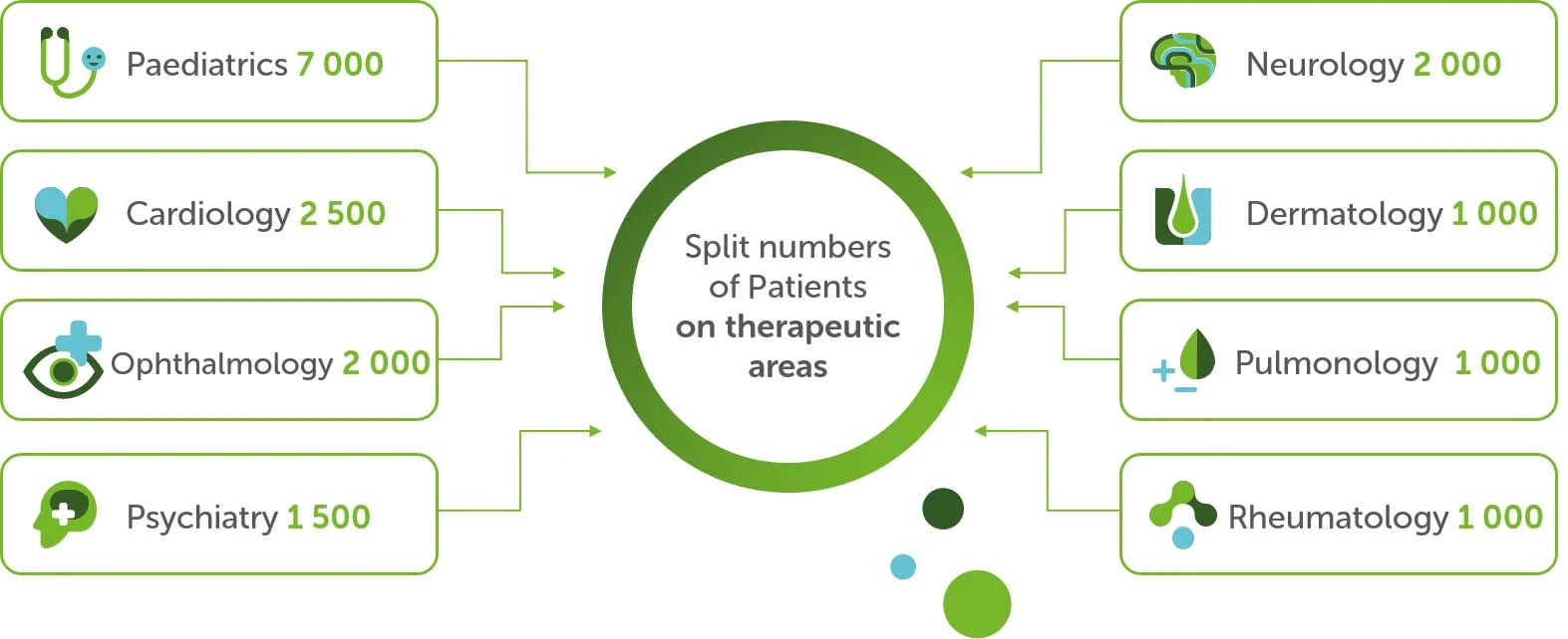 Split numbers of Patients on therapeutic areas - Pratia Jelenia Góra