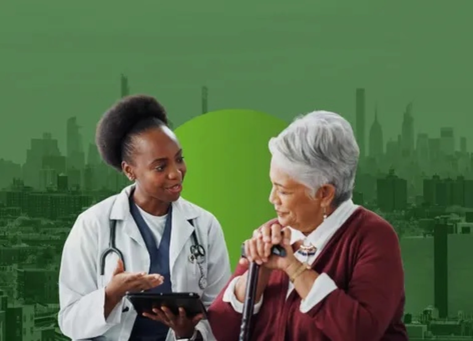 Two women discussing Pratia partnership with Essen Healthcare