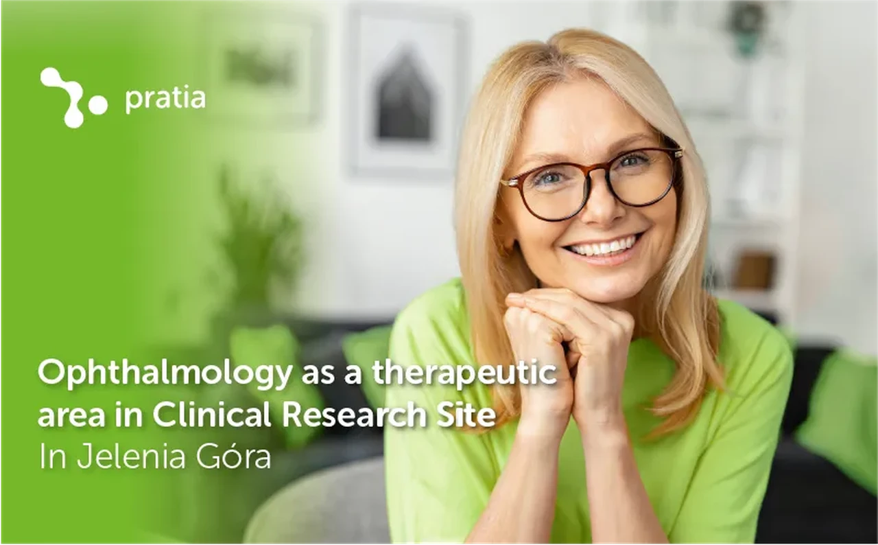Woman in glasses in the Ophthalmology therapeutic area in Clinical Research Site in Jelenia Góra