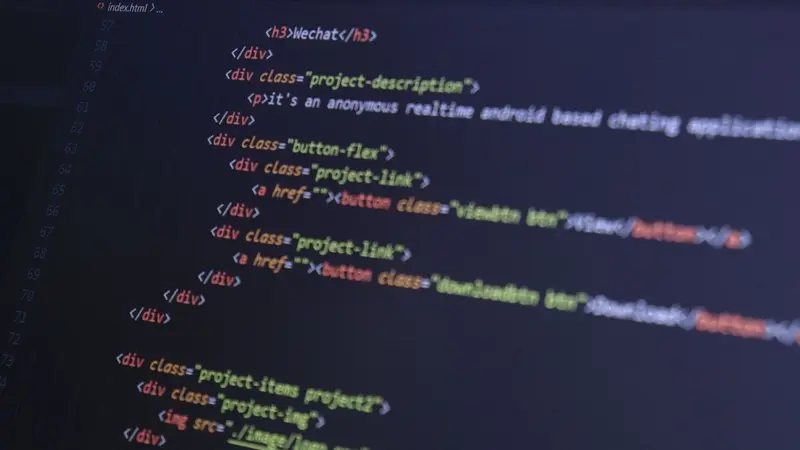 Colorful lines of code on a dark screen