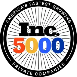 Seal logo of Inc. 5000, highlighting "America's Fastest-Growing Private Companies" in a circular design with rays.
