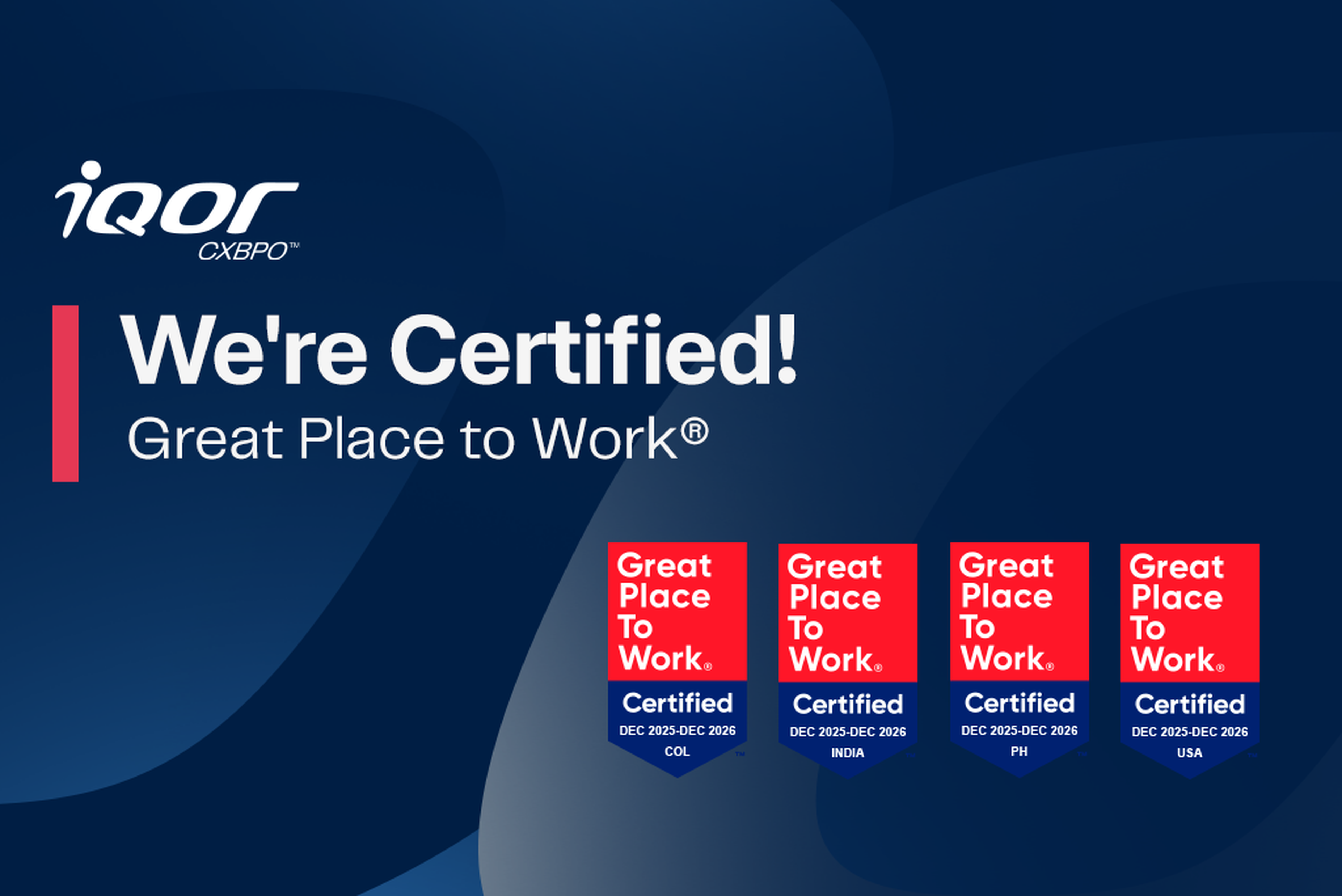iQor Earns Great Place to Work® Certifications™ Across Four Countries