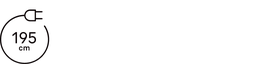 Icon, das das 195cm lange Kabel symbolisiert.