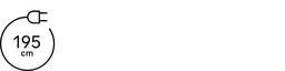 Icon showing 195cm length of cord.