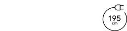 رمز يُظهر طول السلك البالغ 195 سم.
