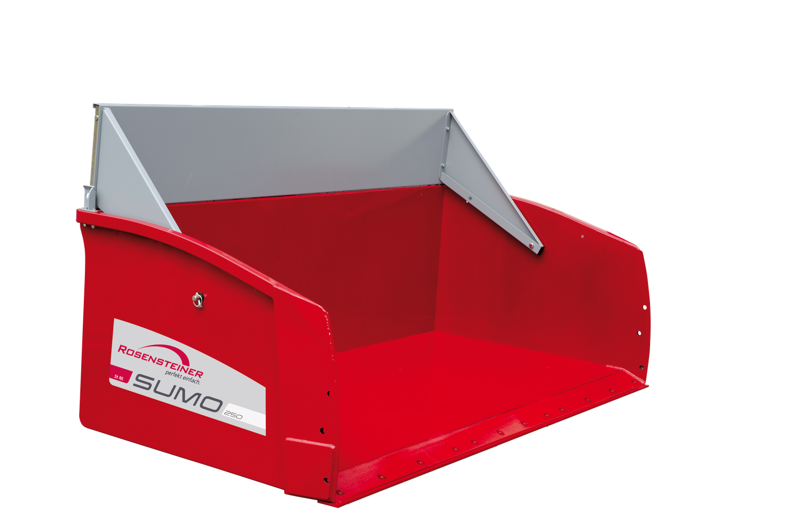Red and gray tractor attachment box with a sloped back, branded "Rosensteiner Sumo."