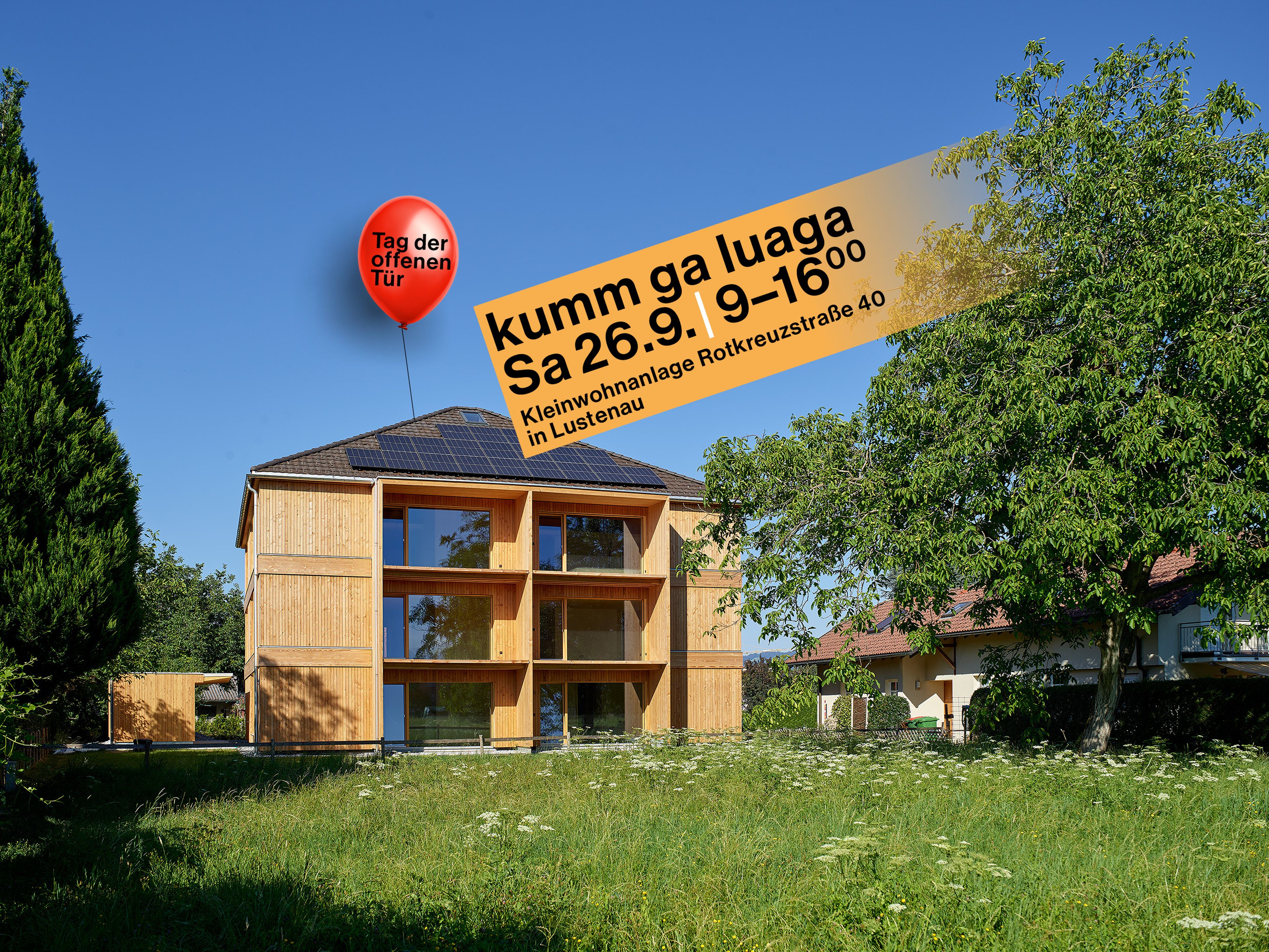 kumm-ga-luaga Haus Rotkreuzstraße Lustenau - Gerhard Berchtold Zimmerei Schwarzenberg - Kleinwohnanlage in Massivholzbau aus dem Bregenzerwald