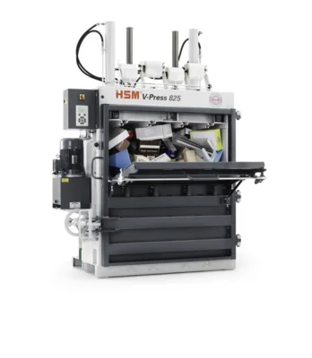 To fill the press, the upper half of the doors is folded down