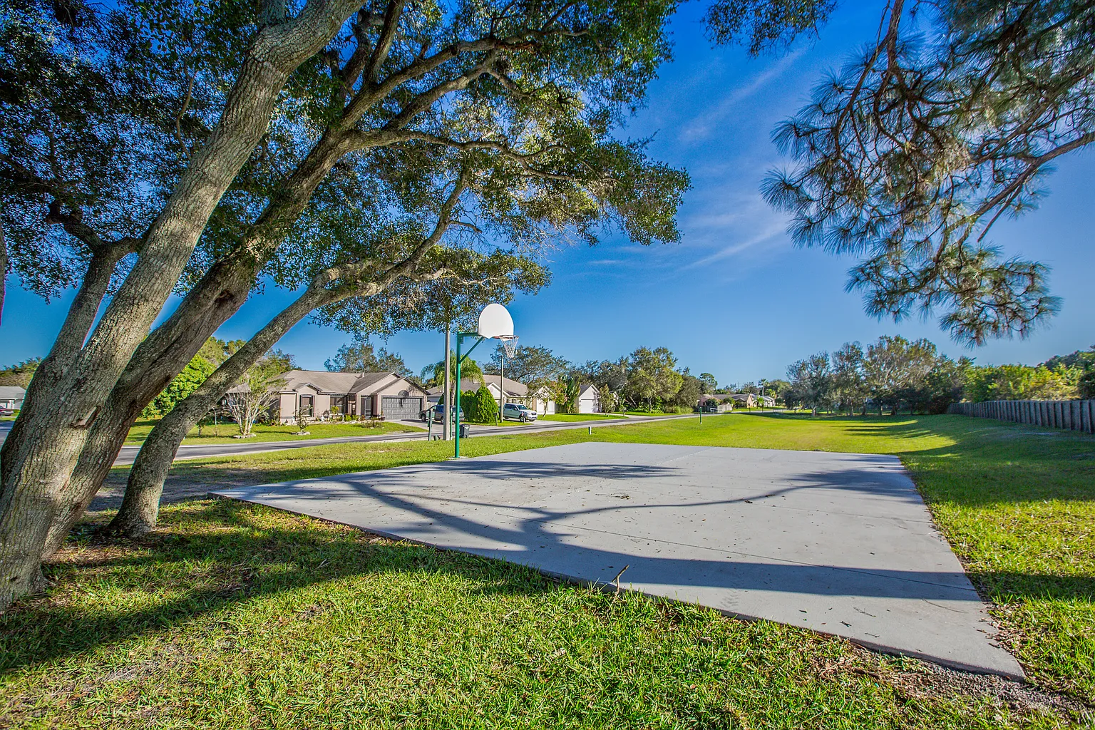 Basketball court and open field