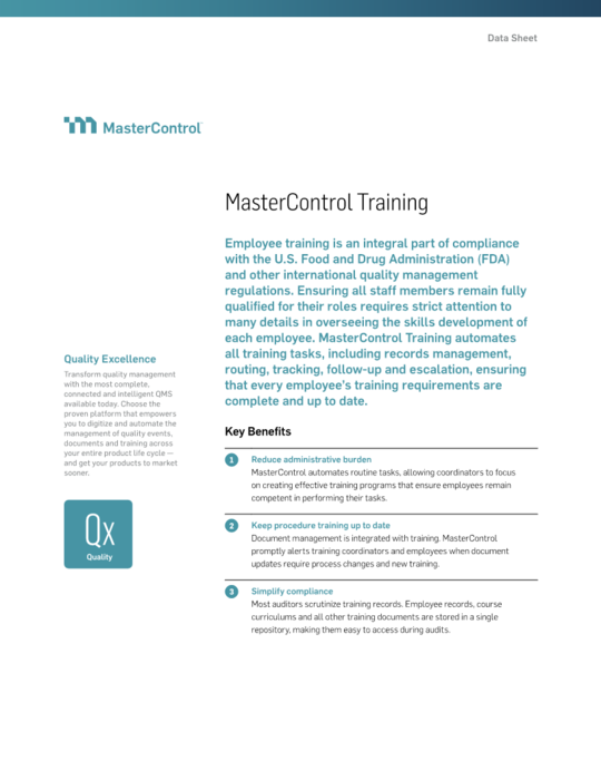 Cover Image of MasterControl Training Document